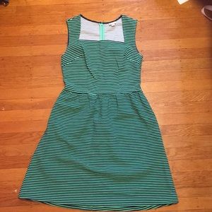 Merona Navy and Kelly Green Striped Dress